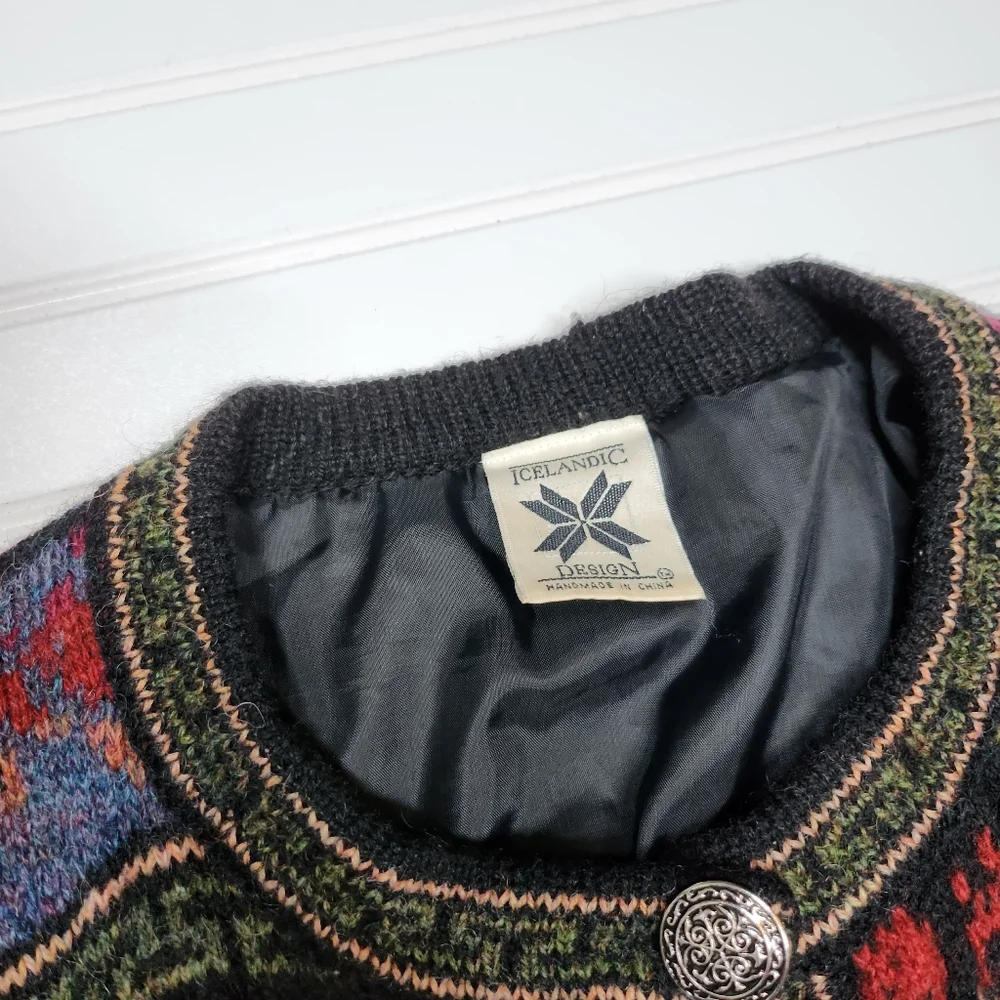 Icelandic Design | Vibrant Wool Button Up Sweater Coat AS-IS | Med/Large - Picture 11 of 12